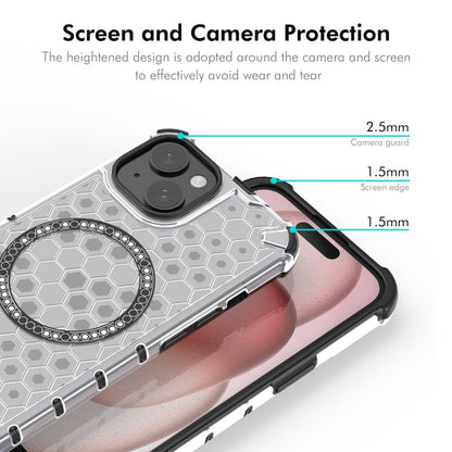For iPhone 14 Plus ENKAY Hat-Prince Honeycomb MagSafe Shockproof Phone Case with Large Arc Edge Film(Green)