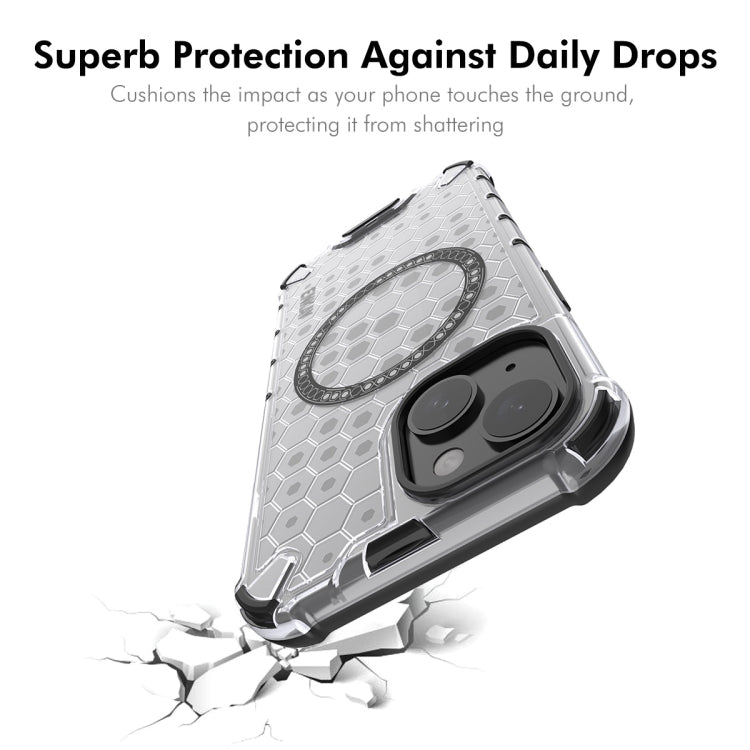 For iPhone 14 Plus ENKAY Hat-Prince Honeycomb MagSafe Shockproof Phone Case with Large Arc Edge Film(Green)