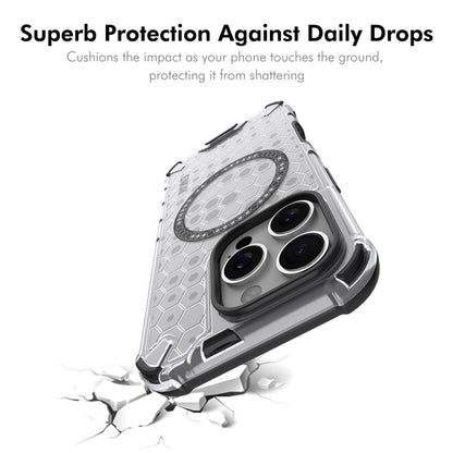 Pour iPhone 14 Pro Coque de téléphone antichoc MagSafe en nid d'abeille ENKAY Hat-Prince avec film à grand bord incurvé (gris)