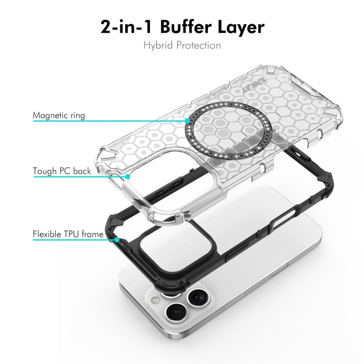 For iPhone 14 Pro ENKAY Hat-Prince Honeycomb MagSafe Shockproof Phone Case with Large Arc Edge Film(Green)