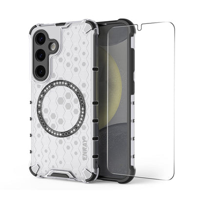 For Samsung Galaxy S23+ 5G ENKAY Hat-Prince Honeycomb MagSafe Shockproof Phone Case with 0.18mm Film(White)