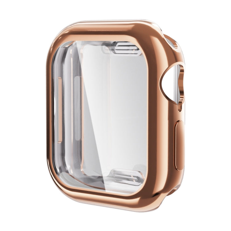 For Apple Watch Series 11 / 10 46mm ENKAY Hat-Prince Electroplated Soft TPU Case with Screen Film(Rose Gold)