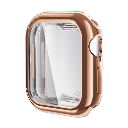 For Apple Watch Series 11 / 10 46mm ENKAY Hat-Prince Electroplated Soft TPU Case with Screen Film(Rose Gold)