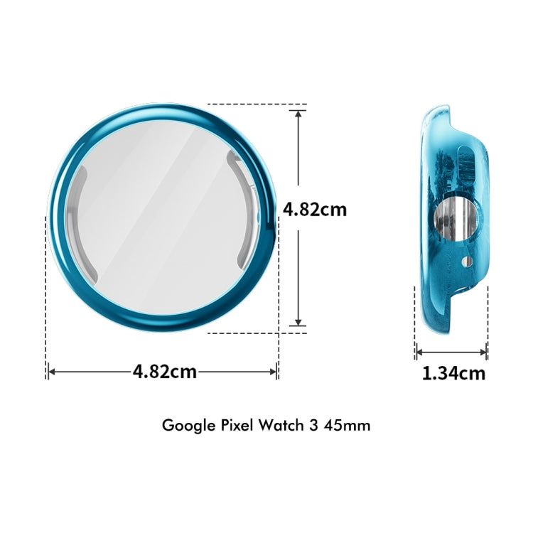 For Google Pixel Watch 3 45mm ENKAY Hat-Prince Full Coverage Electroplated Soft TPU Case with Screen Protection(Dark Cyan)
