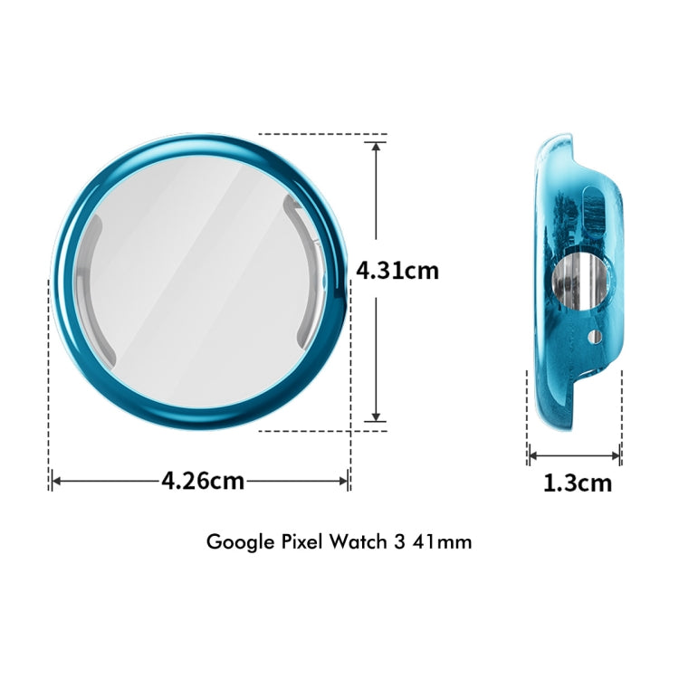 For Google Pixel Watch 3 41mm ENKAY Hat-Prince Full Coverage Electroplated Soft TPU Case with Screen Protection(Silver)