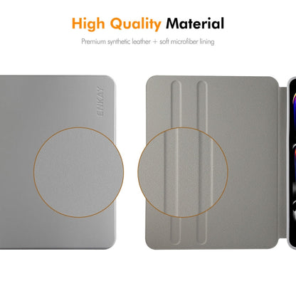 For iPad Air 13 2026 / 2025 / 2024 ENKAY 360 Rotation TPU Leather Smart Tablet Case with Pen Slot(Beige)