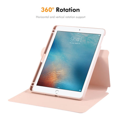For iPad Air / Air 2 / 9.7 2017 / 2018 ENKAY 360 Rotation TPU Leather Smart Tablet Case with Pen Slot(Pink)