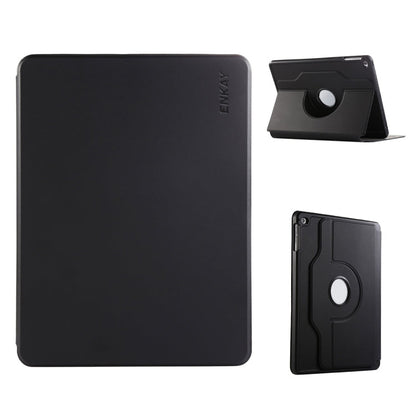 For iPad Air / Air 2 / 9.7 2017 / 2018 ENKAY 360 Rotation TPU Leather Smart Tablet Case with Pen Slot(Black)