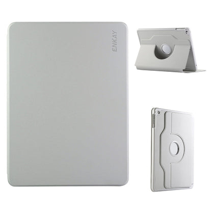 For iPad Air / Air 2 / 9.7 2017 / 2018 ENKAY 360 Rotation TPU Leather Smart Tablet Case with Pen Slot(Grey)