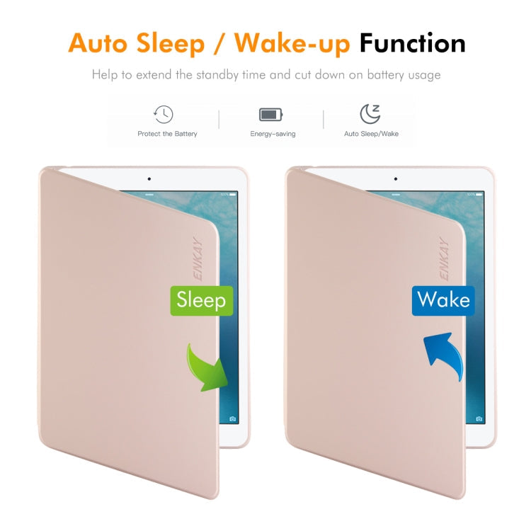 For iPad Air / Air 2 / 9.7 2017 / 2018 ENKAY 360 Rotation TPU Leather Smart Tablet Case with Pen Slot(Grey)