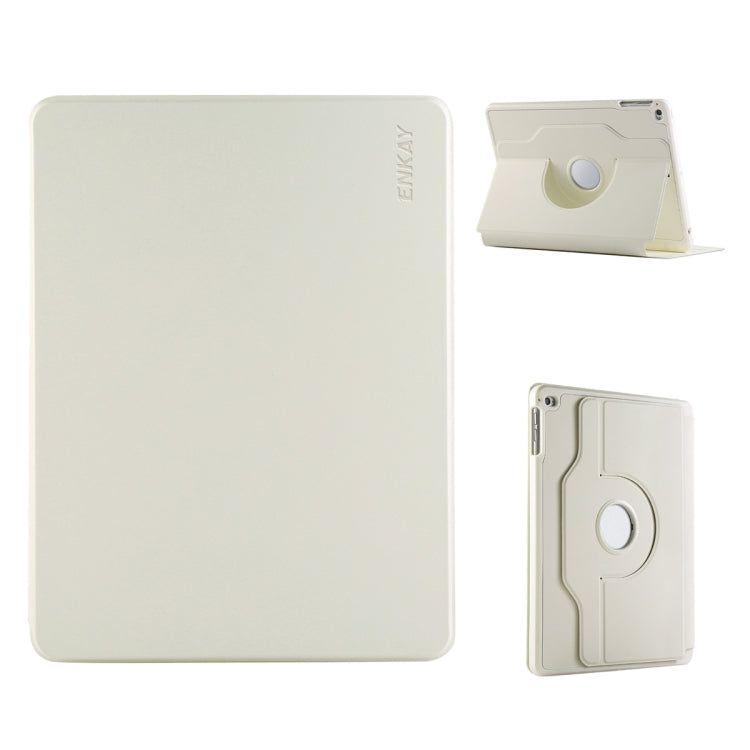 Pour iPad Air / Air 2 / 9,7 2017 / 2018 Étui pour tablette intelligent en cuir TPU à rotation 360° ENKAY avec fente pour stylet (beige)