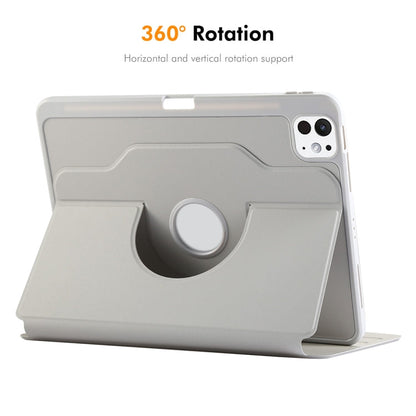 For iPad Air 11 2026 / 2025 / 2024 ENKAY 360 Rotation TPU Leather Smart Tablet Case with Pen Slot(Pink)