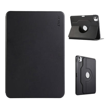 For iPad Air 11 2026 / 2025 / 2024 ENKAY 360 Rotation TPU Leather Smart Tablet Case with Pen Slot(Black)