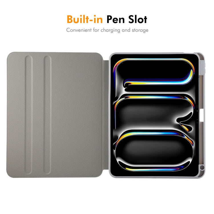 For iPad Air 11 2026 / 2025 / 2024 ENKAY 360 Rotation TPU Leather Smart Tablet Case with Pen Slot(Grey)