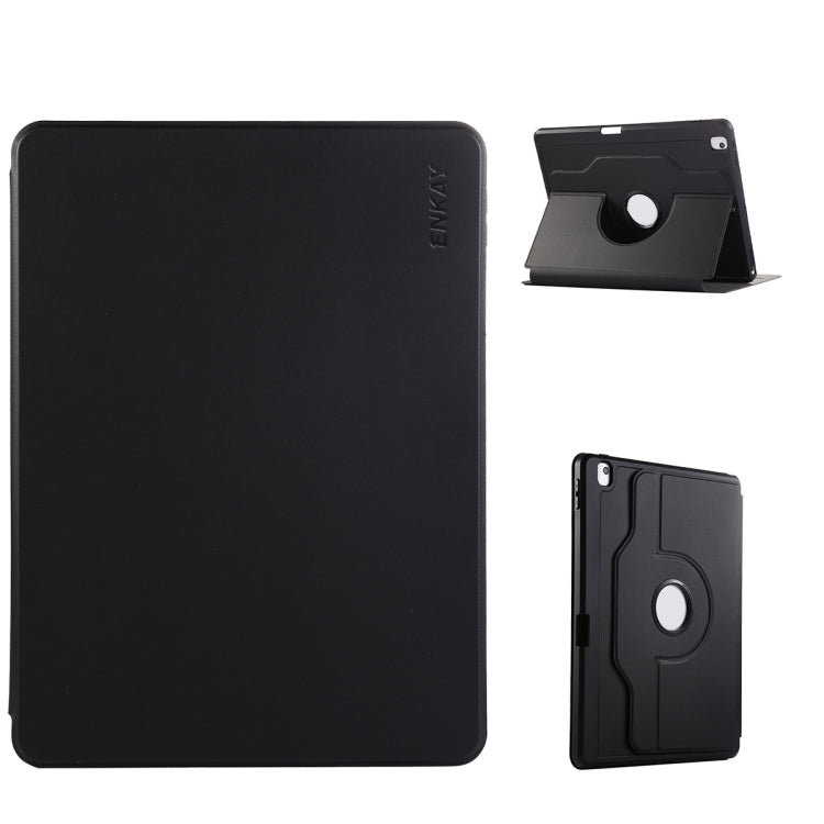 Pour iPad Air 10.5 / Pro 10.5 / 10.2 ENKAY Housse de tablette intelligente en cuir TPU avec rotation à 360° et porte-stylet (noir)