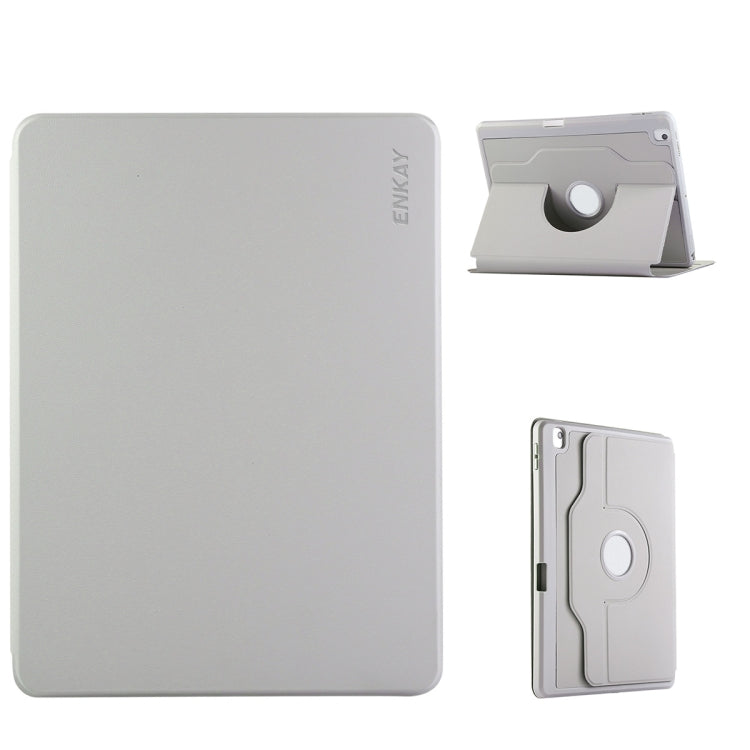For iPad Air 10.5 / Pro 10.5 / 10.2 ENKAY 360 Rotation TPU Leather Smart Tablet Case with Pen Slot(Grey)