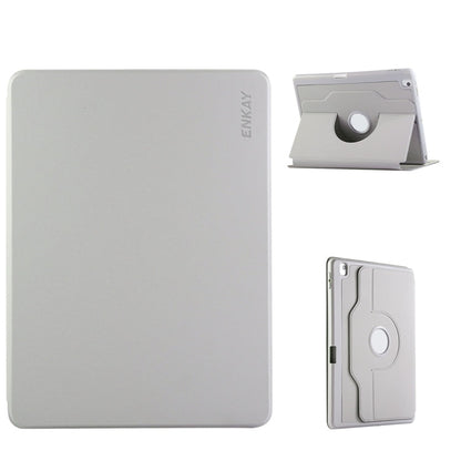 For iPad Air 10.5 / Pro 10.5 / 10.2 ENKAY 360 Rotation TPU Leather Smart Tablet Case with Pen Slot(Grey)