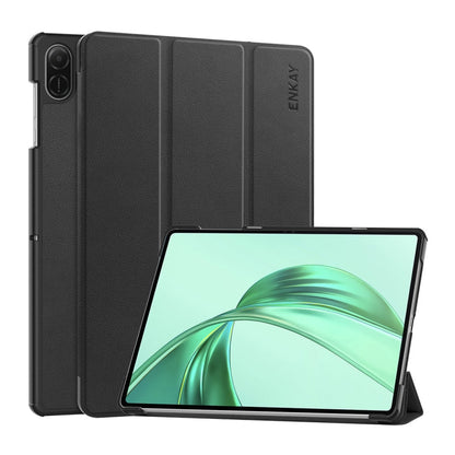 For Honor Pad X8a 11 ENKAY Tri-fold Custer Texture Leather Stand Tablet Case(Black)