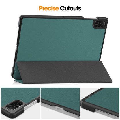 For Honor Pad X8a 11 ENKAY Tri-fold Custer Texture Leather Stand Tablet Case(Black)