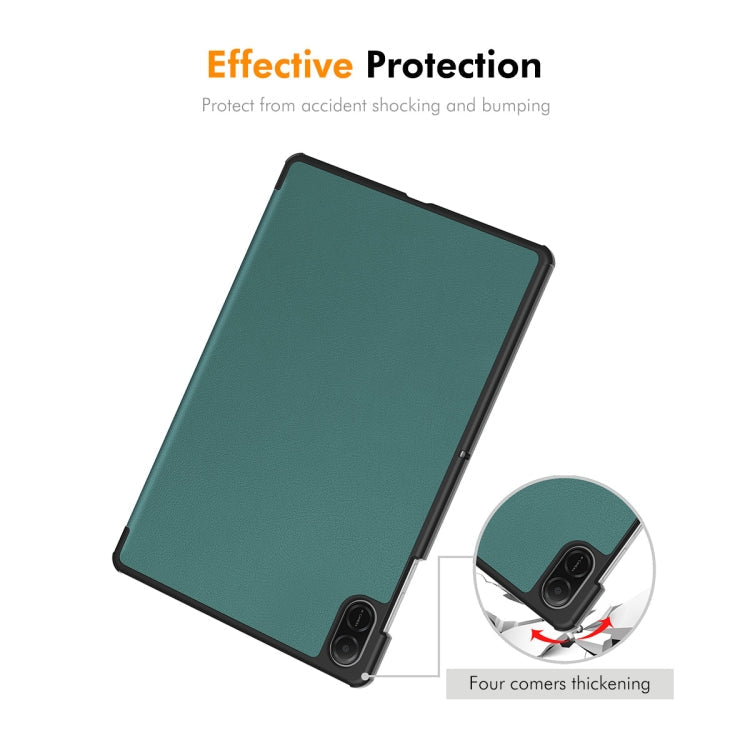 For Honor Pad X8a 11 ENKAY Tri-fold Custer Texture Leather Stand Tablet Case(Black)