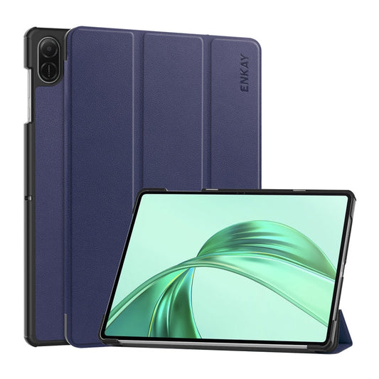 Pour Honor Pad X8a 11 ENKAY Tri-fold Custer Texture Étui en cuir avec support pour tablette (bleu foncé)