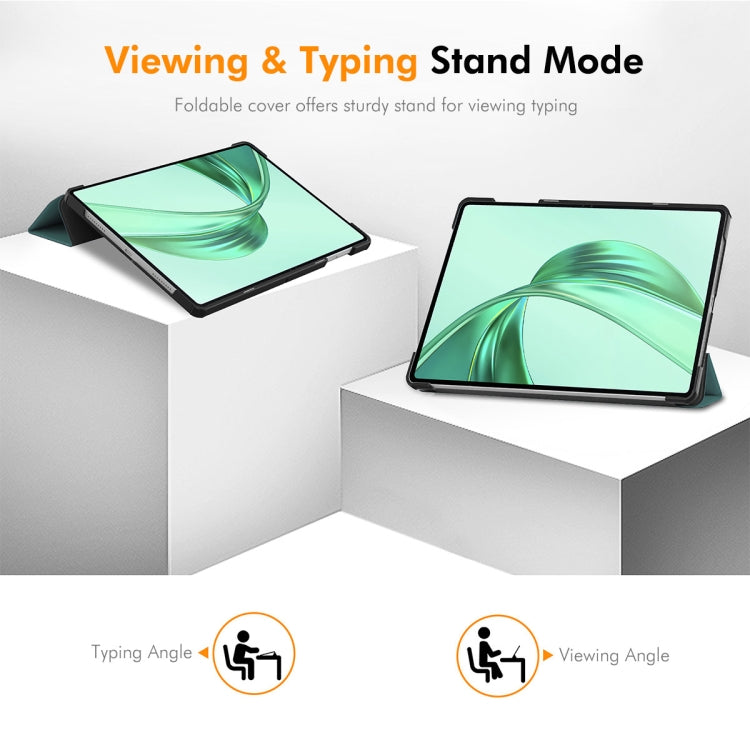 For Honor Pad X8a 11 ENKAY Tri-fold Custer Texture Leather Stand Tablet Case(Dark Blue)