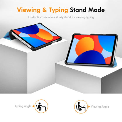 For Redmi Pad SE 4G 8.7 ENKAY Tri-fold Custer Texture Leather Smart Tablet Case(Grey)