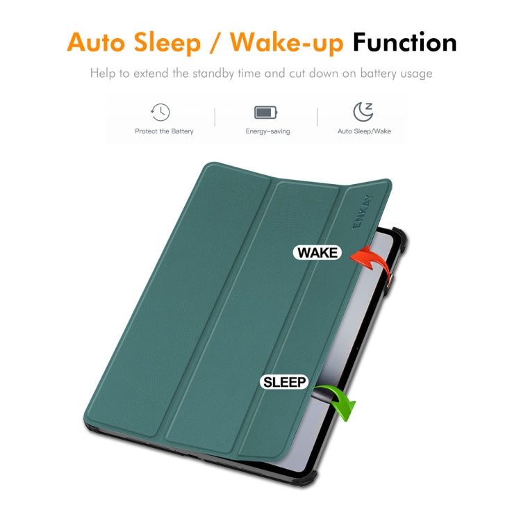 For OnePlus Pad 2 / Pad Pro 12.1 ENKAY Tri-fold Custer Texture Platic Leather Smart Tablet Case(Grey)