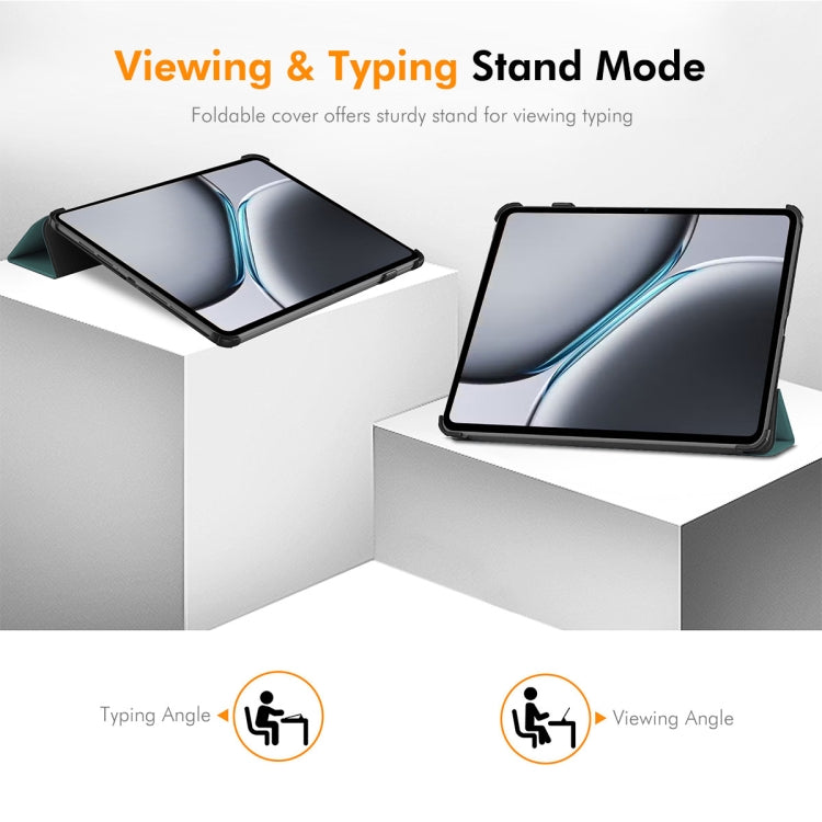 For OnePlus Pad 2 / Pad Pro 12.1 ENKAY Tri-fold Custer Texture Platic Leather Smart Tablet Case(Grey)