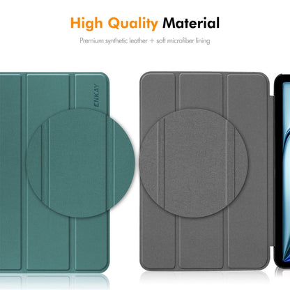 For OnePlus Pad 2 / Pad Pro 12.1 ENKAY Tri-fold Custer Texture Platic Leather Smart Tablet Case(Grey)