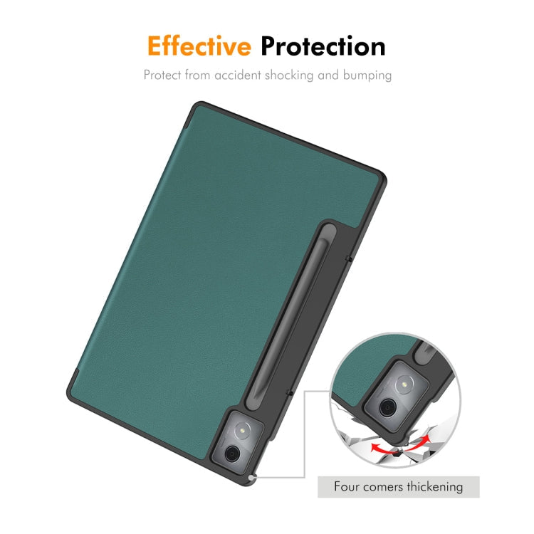 For Lenovo Xiaoxin Pad Pro 12.7 2025 ENKAY Tri-fold Custer Texture Platic Leather Smart Tablet Case(Red)