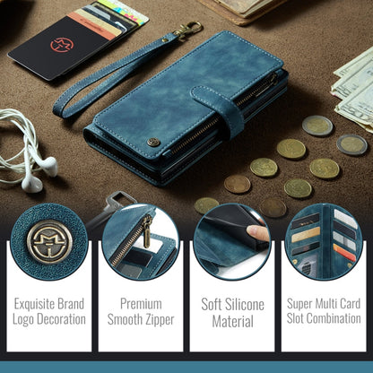 For Samsung Galaxy S24 FE 5G CaseMe C30 Card Slots Zipper Wallet Leather Phone Case(Blue)