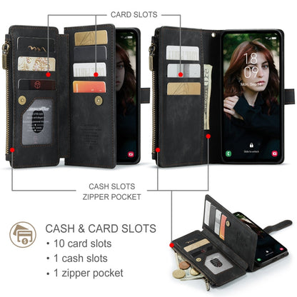 Pour Samsung Galaxy S24 FE 5G Coque CaseMe C30 avec fentes pour cartes Étui portefeuille en cuir à fermeture éclair (Noir)