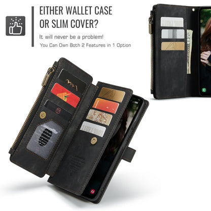 Pour Samsung Galaxy S24 FE 5G Coque CaseMe C30 avec fentes pour cartes Étui portefeuille en cuir à fermeture éclair (Noir)