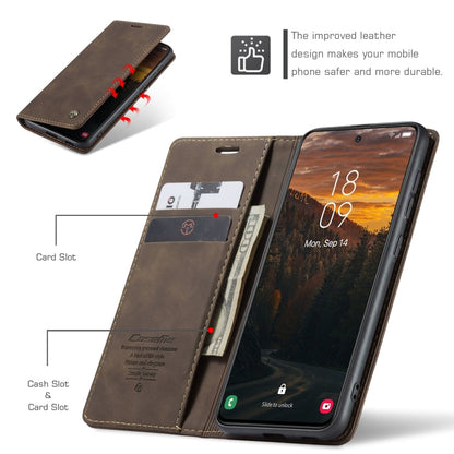 Pour Coque Samsung Galaxy S24 FE 5G CaseMe 013 Multifonctionnelle Horizontal Flip Cuir Housse de Téléphone (Café)