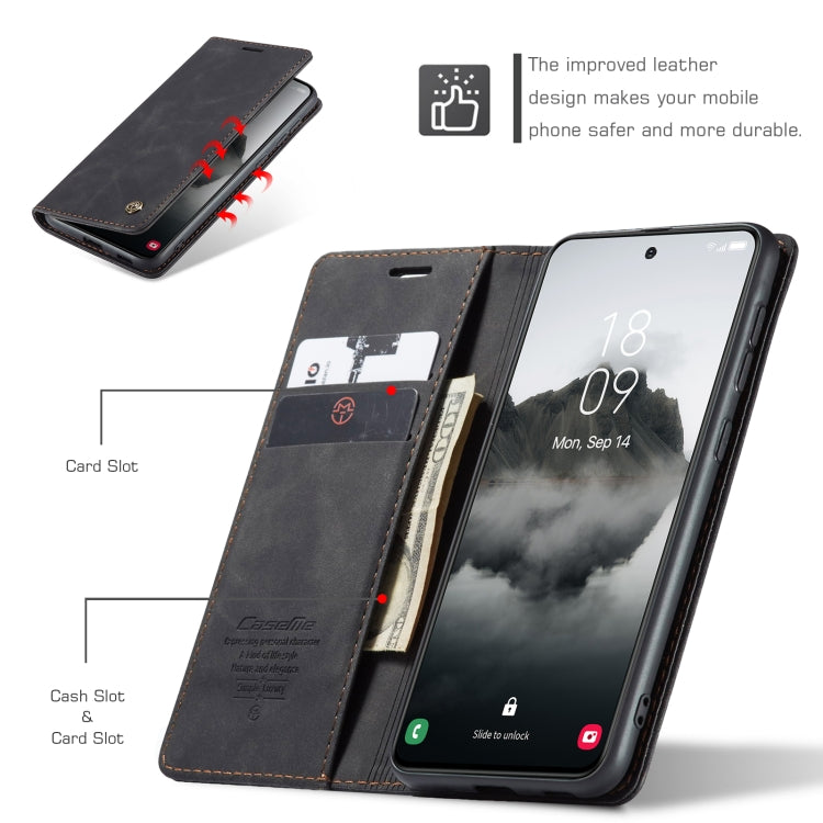 For Samsung Galaxy S24 FE 5G CaseMe 013 Multifunctional Horizontal Flip Leather Phone Case(Black)