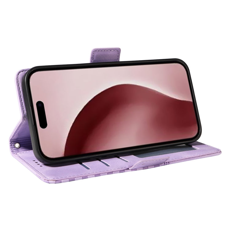 Pour iPhone 16 Pro ENKAY Étui de téléphone en cuir gaufré Rhombus Starry avec film de protection d'écran (violet)