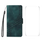 For iPhone 16 Pro Max ENKAY Embossed Rhombus Starry Leather Phone Case with Screen Film(Green)