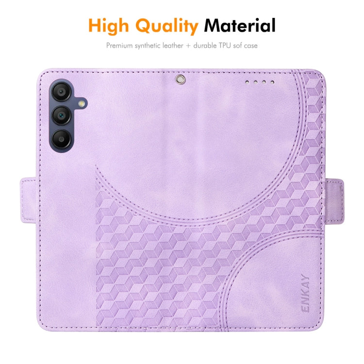 Pour Samsung Galaxy A26 / A16 4G / 5G Étui de téléphone en cuir losange gaufré Enkay avec film de protection d'écran (vert)