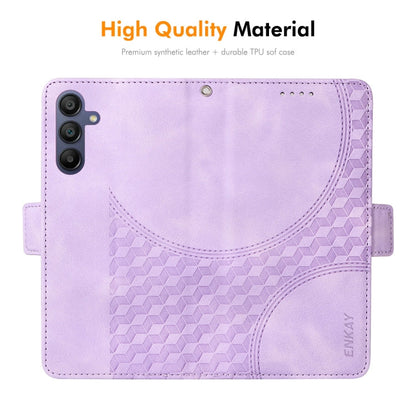 Pour Samsung Galaxy A26 / A16 4G / 5G Étui de téléphone en cuir losange gaufré Enkay avec film de protection d'écran (vert)
