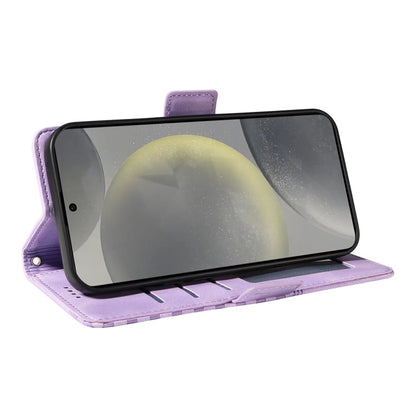 For Samsung Galaxy S25+ / S24+ 5G ENKAY Embossed Rhombus Starry Leather Phone Case with Screen Film(Purple)
