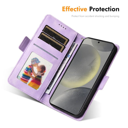 For Samsung Galaxy S25+ / S24+ 5G ENKAY Embossed Rhombus Starry Leather Phone Case with Screen Film(Purple)