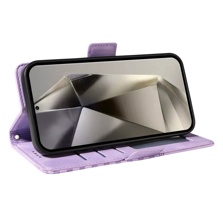 Pour Samsung Galaxy S25 Ultra 5G ENKAY Embossed Rhombus Starry Étui de téléphone en cuir avec film de protection d'écran (Violet)