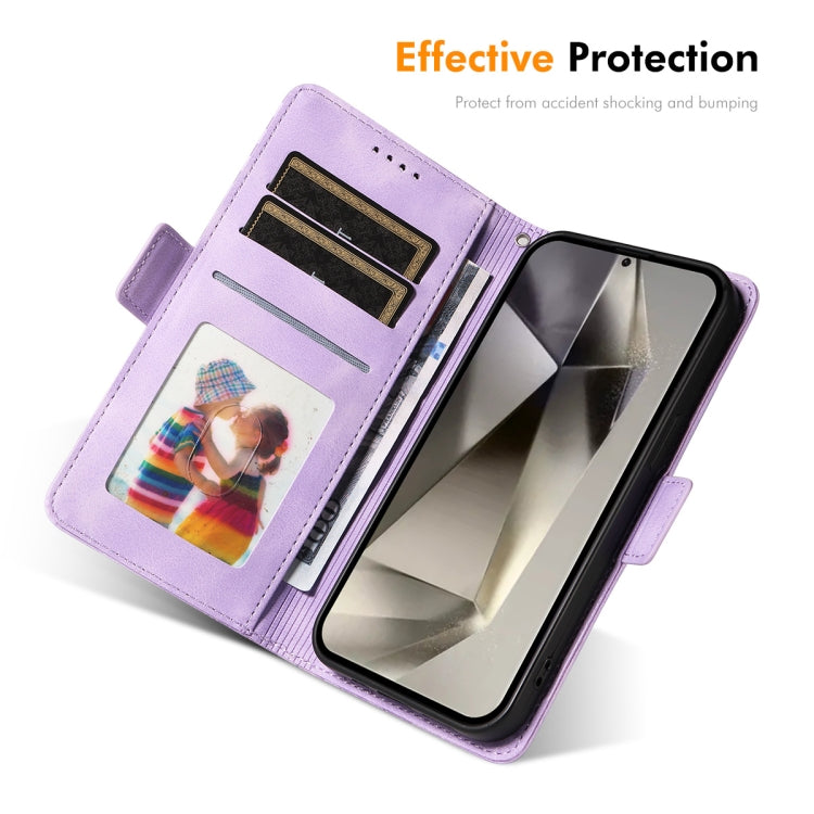 For Samsung Galaxy S25 Ultra 5G ENKAY Embossed Rhombus Starry Leather Phone Case with Screen Film(Brown)