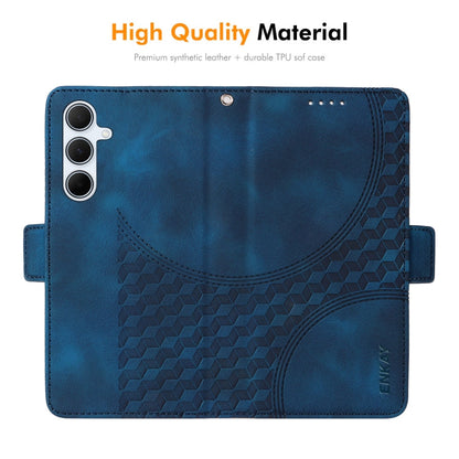 For Samsung Galaxy A36 ENKAY Embossed Rhombus Starry Leather Phone Case with Screen Film(Black)