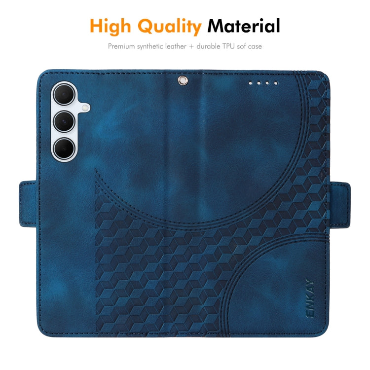 For Samsung Galaxy A36 ENKAY Embossed Rhombus Starry Leather Phone Case with Screen Film(Green)
