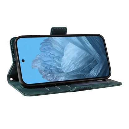 For Google Pixel 9 Pro ENKAY Embossed Rhombus Starry Leather Phone Case with Screen Film(Green)