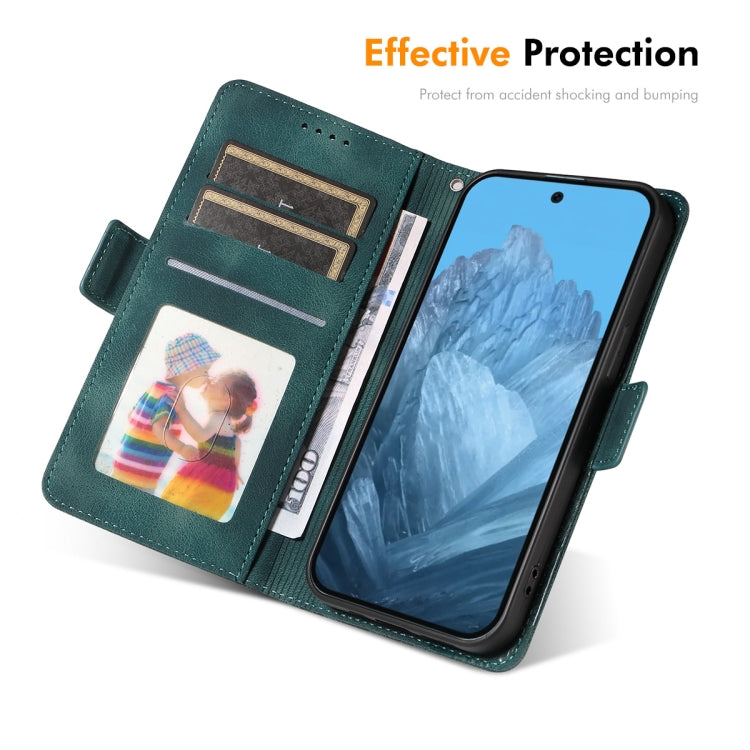 For Google Pixel 9 Pro ENKAY Embossed Rhombus Starry Leather Phone Case with Screen Film(Green)