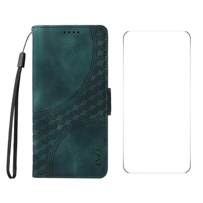 For OnePlus Nord CE4 ENKAY Embossed Rhombus Starry Leather Phone Case with Screen Film(Green)