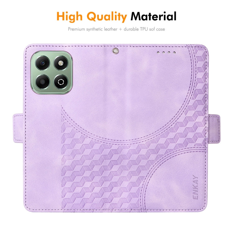 For Honor X6b ENKAY Embossed Rhombus Starry Leather Phone Case with Screen Film(Green)
